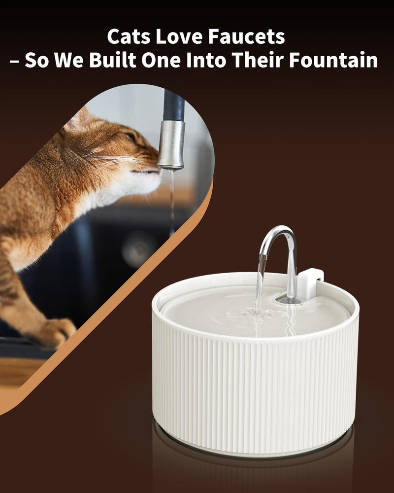 Wonder Creature Ceramic Cat Water Fountain, 2.2L/74oz Automatic Pet Drinking Fountain for Indoor Cats and Small Dogs, Ultra Quiet, BPA-Free, Cat Water Dispenser with Filter â€“ Easy to Clean - Image 4