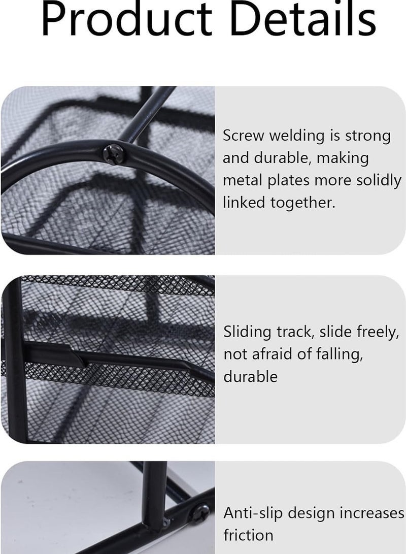 DURKU 5-Tier Document Tray, Paper Tray, Desk Organizer, Mesh Tray, File Storage with Sliding Tray, Stackable File Rack, Metal Mesh Letter Trays for Desktop Organization (5 Shelves, Black) - Image 3