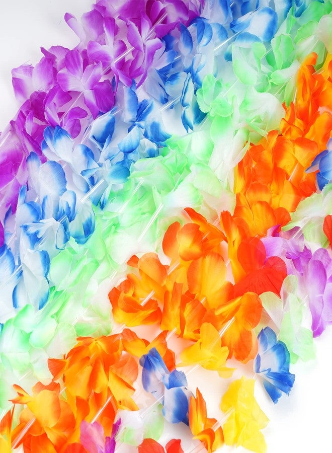 SUMERSHA 5 Set 20pcs Hawaiian Leis Elastic Flowers Necklaces, Headbands and Wristbands Tropical Luau Party Decorations Supplies Birthday Beach Party Favors, 5 Colors - Image 5