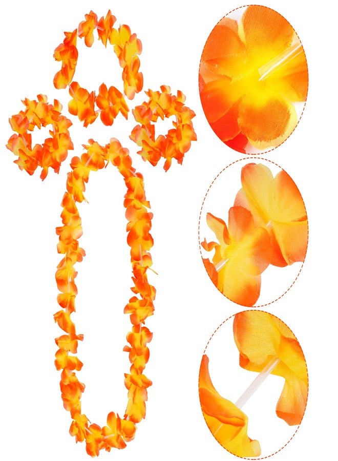 SUMERSHA 5 Set 20pcs Hawaiian Leis Elastic Flowers Necklaces, Headbands and Wristbands Tropical Luau Party Decorations Supplies Birthday Beach Party Favors, 5 Colors - Image 4