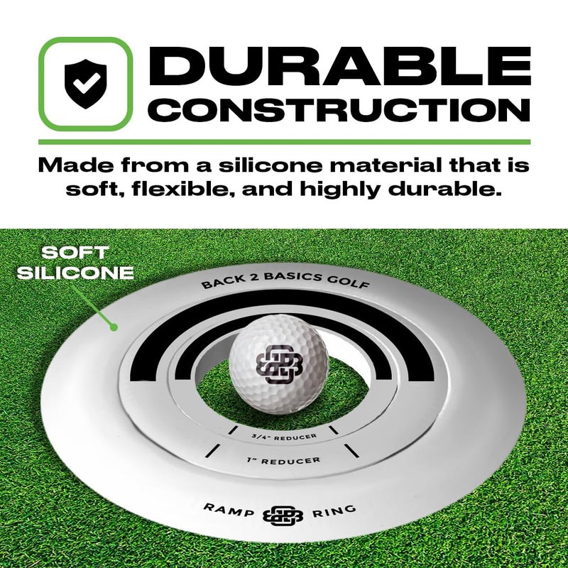 BACK 2 BASICS Golf Putting Rings 3-Piece Set, Golf Tool for Putting Practice Indoor and Outdoor, Ramp Ring & Hole Reducers for Precision Training, Accuracy Drills at Home, Office & Backyard Setups - Image 5