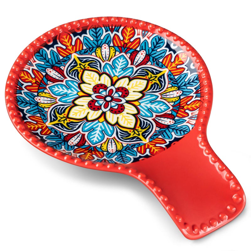 vancasso Ceramic Spoon Rest for Stove Top, 7.7 Inch Cooking Spoon Holder for Kitchen Counter Decor, Spoon Holder for Coffee Spoon Rest, Spoon Cradle, Spatula, Spoons or Tongs, Decorations, Red - Image 1