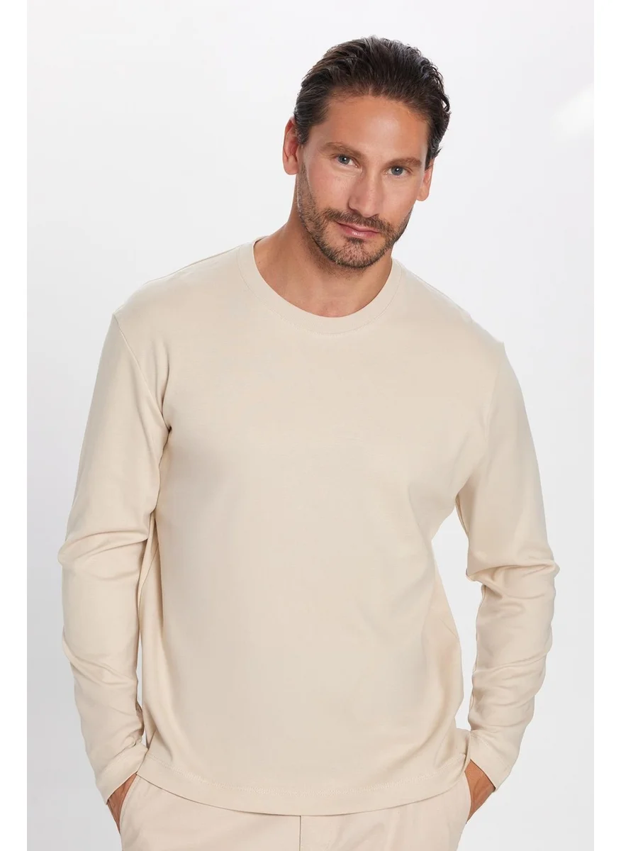 Tudors Unisex Relax Fit Comfortable Cut 100% Cotton Crew Neck Beige Sweatshirt