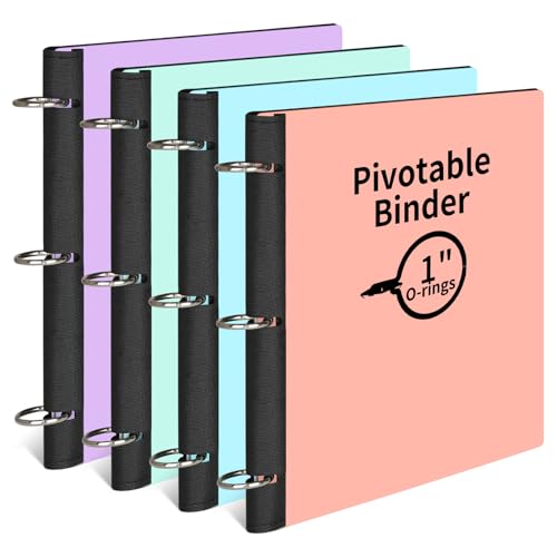 LETVPVOW 4 Pcs 360° Pivotable 3 Ring Binder, Soft 1 inch Binders 3 Ring, Flexible Thin Soft Three Ring Binder Fits 8.5" x 11", for Home, School and Office-Blue, Green, Pink, Purple - Image 1