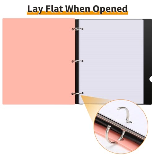 LETVPVOW 4 Pcs 360° Pivotable 3 Ring Binder, Soft 1 inch Binders 3 Ring, Flexible Thin Soft Three Ring Binder Fits 8.5" x 11", for Home, School and Office-Blue, Green, Pink, Purple - Image 2