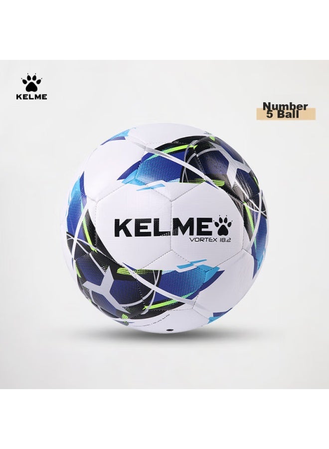 KELME كرة قدم كيلمي مخيطة بالآلة، حجم 4 و 5، للبالغين والأطفال، معيار امتحان دخول المدرسة المتوسطة، تدريب المنافسة، تطوير الشباب، استخدام الطلاب، أبيض فلوريسنت أزرق، حجم 5 - Image 1