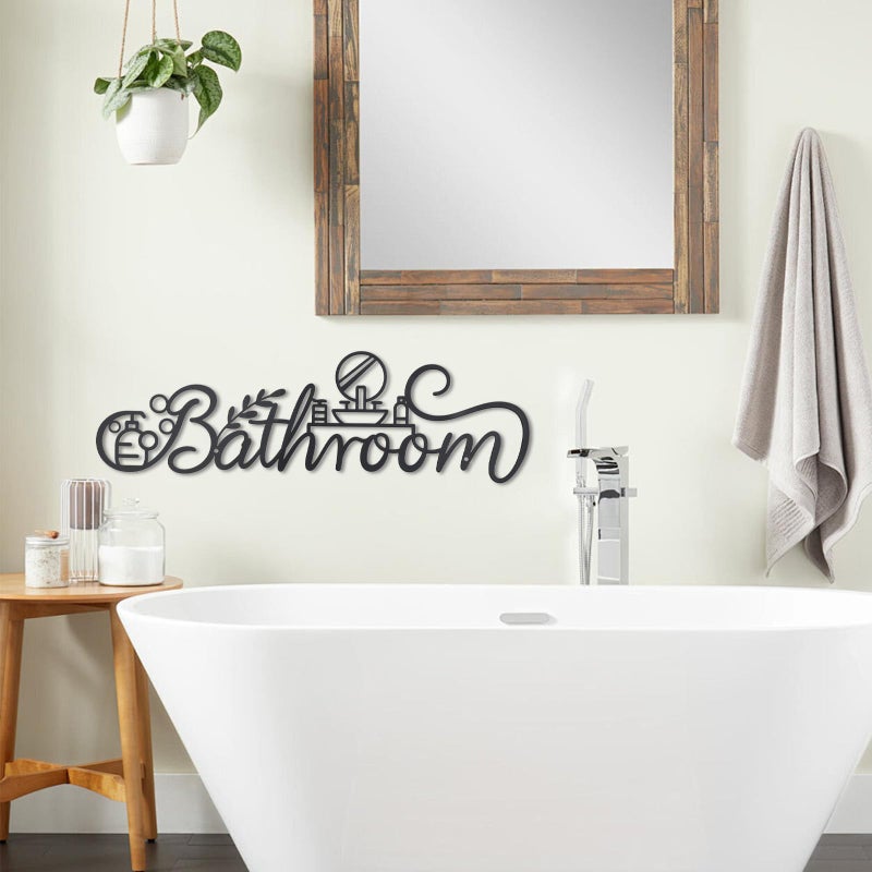 OYEFLY Modern Farmhouse Black Metal Bathroom Wall Art - Image 5