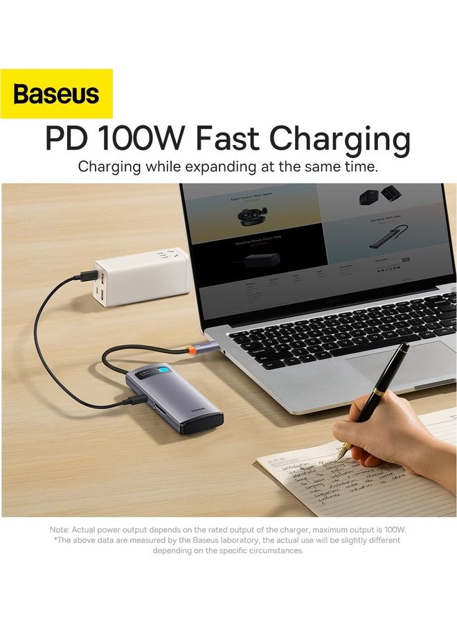 بيسوس موزع قاعدة شحن 6 في 1 من USB-C إلى 3 منافذ USB 3.0 + USB-C بتقنية PD + بطاقة مايكرو SD / SD متوافق مع ماك بوك برو/ آير وآي باد برو إصدار 2018/2022 وغير ذلك الكثير لون رمادي - Image 5