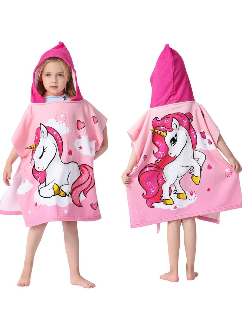 Kids Bath Towel for 1-6 Years Toddler, 1Pcs Kids Hooded Towel, Microfiber Bath Towel Super Soft Robe Poncho Bathrobe, Boys Girls Swimming Beach Holiday Water Playing Pool Bath Coverups  - Image 1