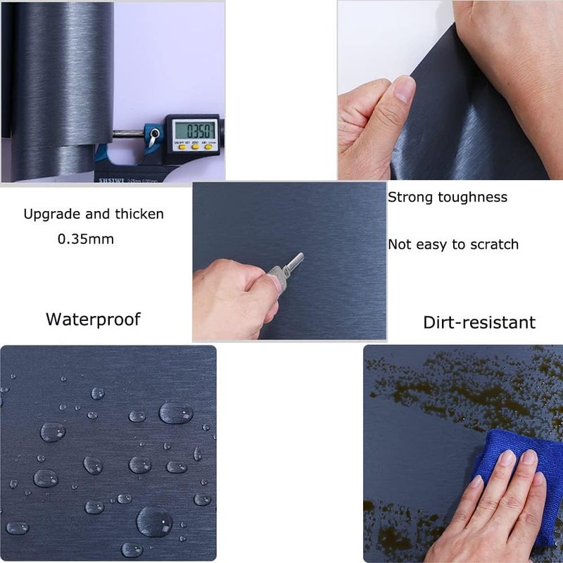 TAOGIFT Upgrade Navy Blue Peel and Stick Contact Paper for Dishwasher Fridge Refrigerator Stove Appliances Self Adhsesive Vinyl Film Stainless Steel Wallpaper Removable 15.7x117 Inches - Image 4