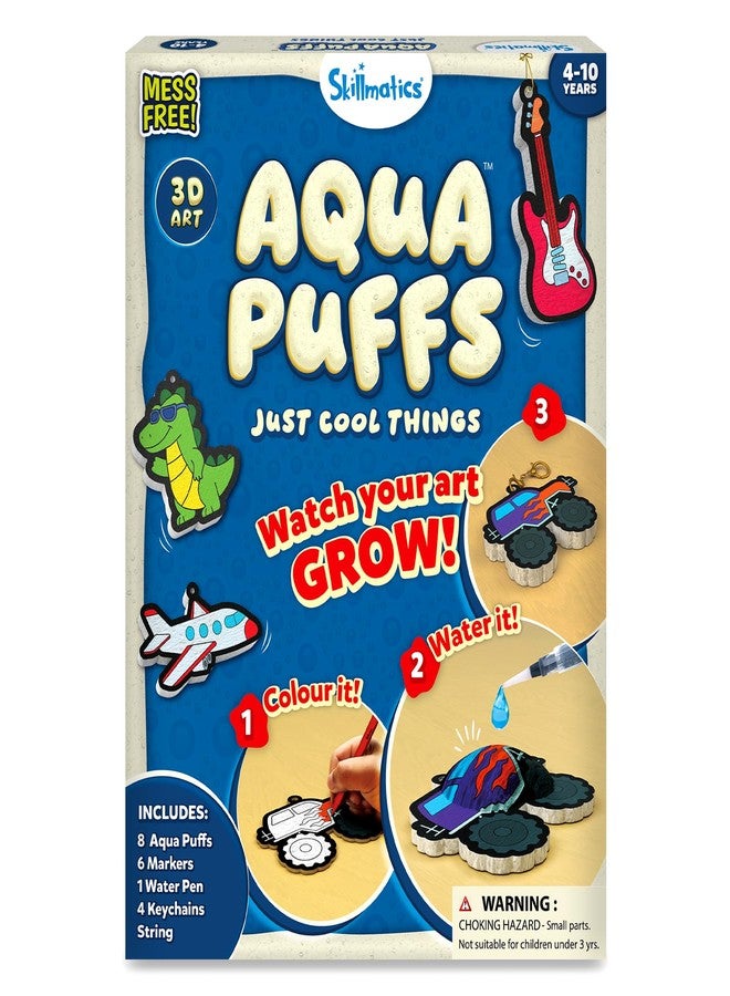 Skillmatics Aqua Puffs - 3D Art Kit, Just Cool Things, Mess-Free Painting Craft for Kids, DIY Colour & Inflate Activity, Travel Toys & Creative Gifts for Boys & Girls Ages 4, 5, 6, 7, 8, 9, 10 - Image 1