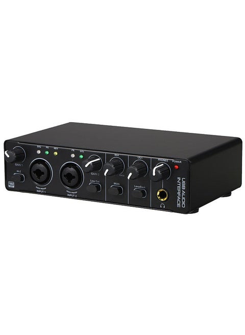 USB Audio Interface Sound Card RHM 2 In 2 Out Audio Interface Sound Board with 48V Phantom Power for Recording Professional Audio Mixer & Mic Preamplifier XLR/TSR/TS Ports