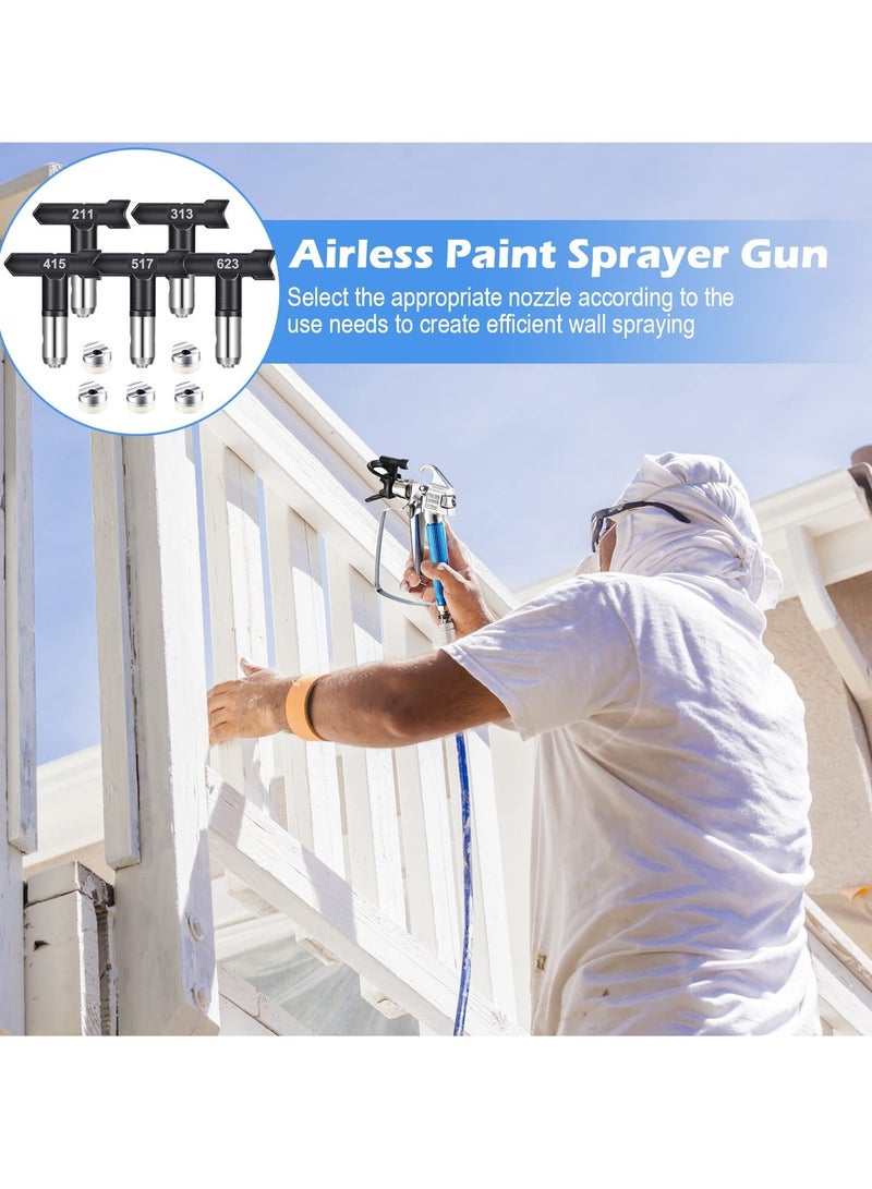 Airless Paint Sprayer Gun Set with 5 Spray Tips, Nozzle Guard and Filters, Complete 12-Piece Accessory Kit for Efficient Spraying - Image 5