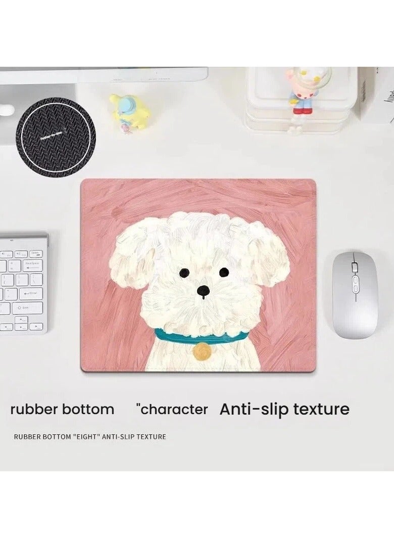 4 Pack Cute Puppy Mouse Pad Small Size, Anti-Slip Stitched Edge Thickened Computer Desk Pad, Washable Gaming Mouse Mat for Office Laptop Home - Image 3