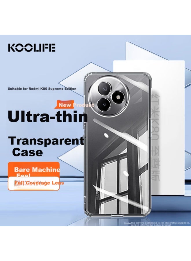 Koolife Compatible With Redmi K80 Ultra Phone Case, Xiaomi Redmi K80 Ultra Protective Cover, Full Lens Protection Simple Transparent Soft Case Reduces Fingerprints Outer Back Shell