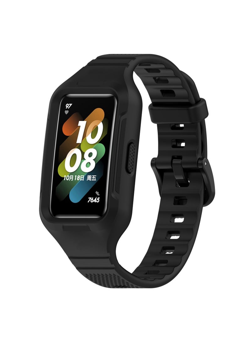 Straps Compatible with Huawei Band 10/9/8/7/6/6 Pro,Honor Band 10/9/8/7/6 Soft Tpu Band for Men,Women,Black - Image 1