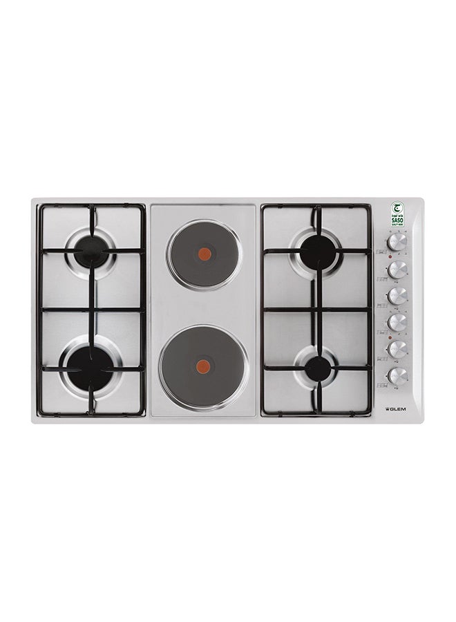 GLEMGAS Built-In GasElectric Hob 86CM 4 GasBurners 2 Hot Plates Steel - Image 1