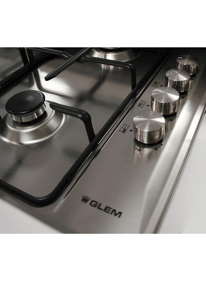 GLEMGAS Built-In GasElectric Hob 86CM 4 GasBurners 2 Hot Plates Steel - Image 2