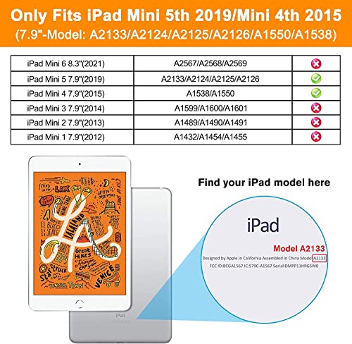 TSQQST iPad mini 4/5 Case with Glass Screen Protector for Kids | iPad mini 5th Generation Case with Pencil Holder Stand | Shockproof Rugged Protective Case for iPad mini 5/4 7.9 Inch | Black - Image 2