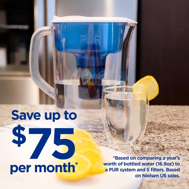 PUR 7-Cup Water Filter Pitcher, Cleaner, Great-Tasting Water, Dishwasher Safe, Powerful, Faster Filtration, LockFit Cap Design - White - Image 3