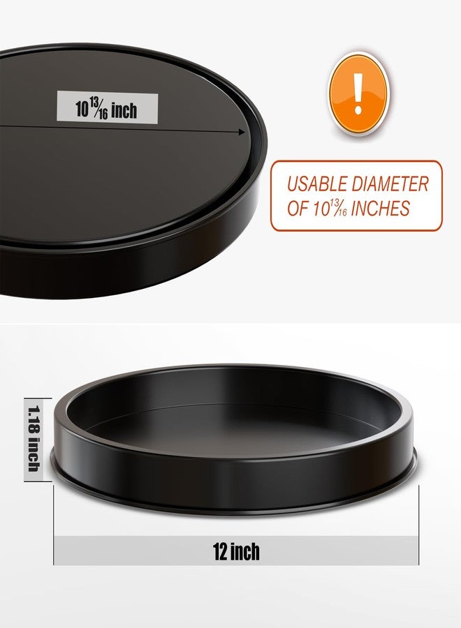 HGF Decorative Tray for Coffee Table, 12 Inch Lightweight Metal Round Serving Trays for Kitchen Counter Organizer Dining Table Centerpiece for Display Candle Vase, Black Round Tray for Bathroom Decor - Image 2