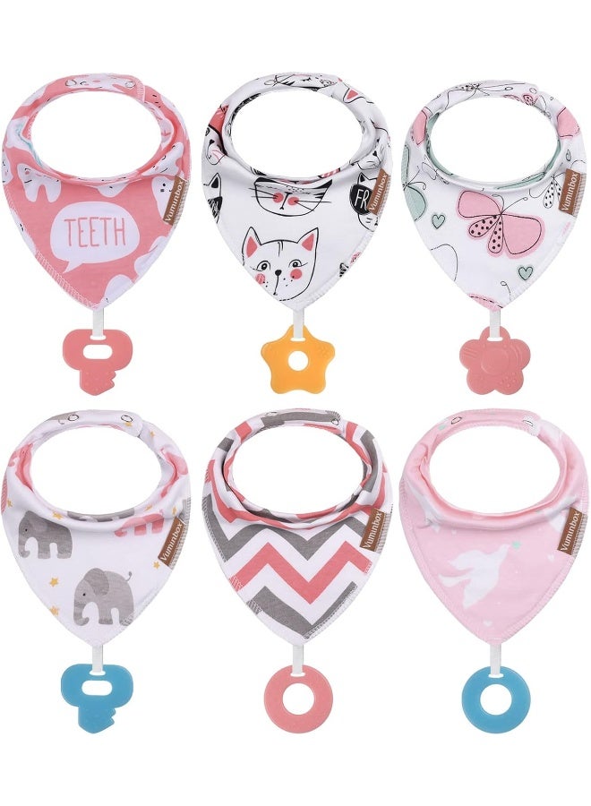Vuminbox Baby Bandana Drool Bibs 6-Pack and Teething Toys 6-Pack Made with 100% Organic Cotton, Absorbent and Soft Unisex - Image 1