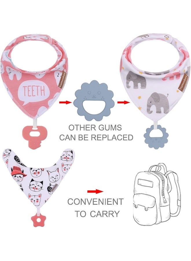 Vuminbox Baby Bandana Drool Bibs 6-Pack and Teething Toys 6-Pack Made with 100% Organic Cotton, Absorbent and Soft Unisex - Image 3