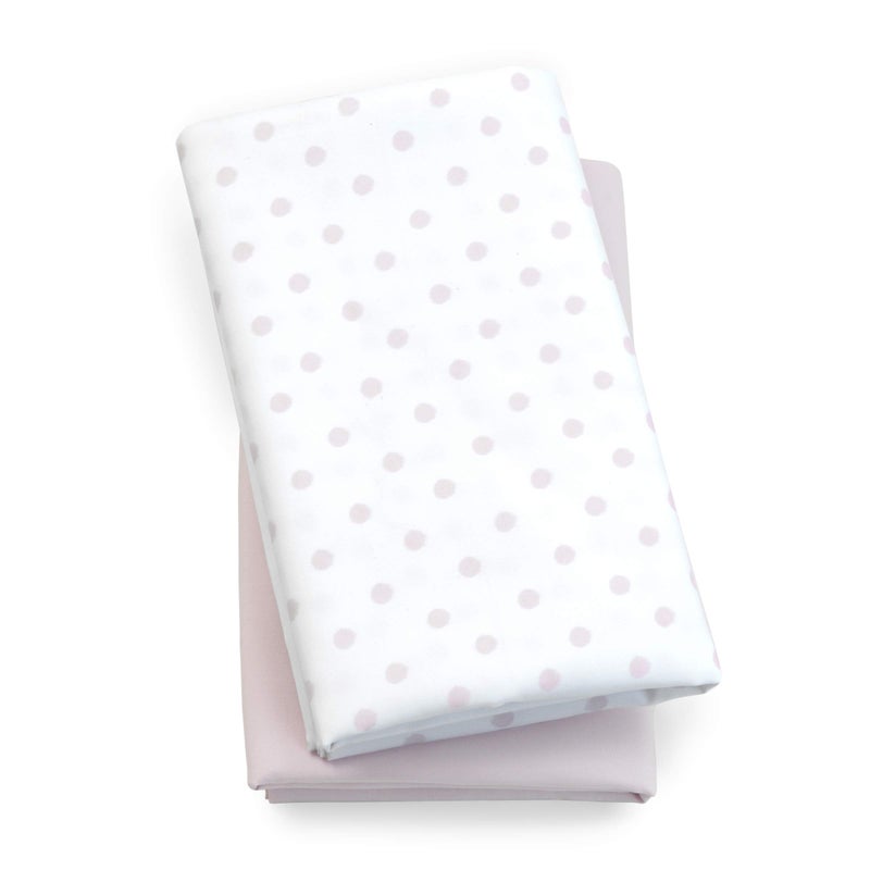 Chicco Lullaby Playard Sheets - Pink Dot 2-Pack | Pink/White - Image 1