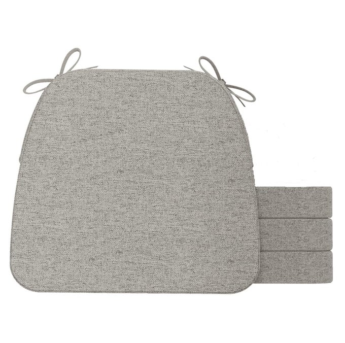 DSHAPED CHAIR CUSHIONS 2 THICK DINING CHAIR PADS WITH TIES AND REMOVABLE MACHINEWASHABLE COVER 17 X 16 SET OF 4 KHAKI GRAY