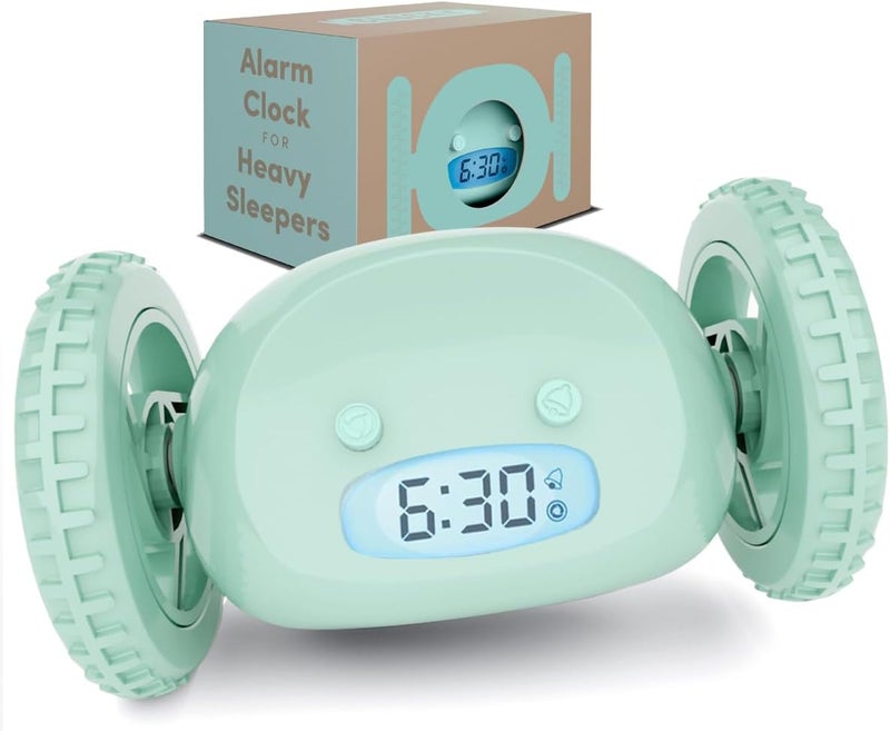 CLOCKY Extra Loud Alarm Clock for Heavy Sleepers on Wheels Rolls Runs Away Vibrating, Easy to Set Super Smart Snooze Digital Bed Shaker Alarm Clock Funny Gift for Adults Kids Teens Bedrooms (Mint) - Image 1