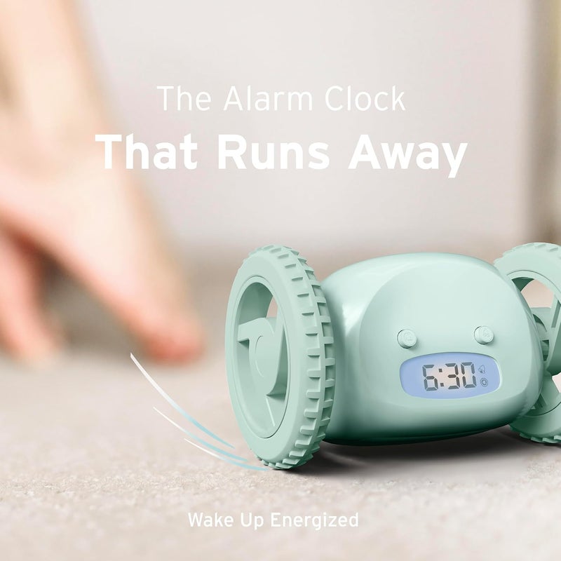 CLOCKY Extra Loud Alarm Clock for Heavy Sleepers on Wheels Rolls Runs Away Vibrating, Easy to Set Super Smart Snooze Digital Bed Shaker Alarm Clock Funny Gift for Adults Kids Teens Bedrooms (Mint) - Image 5
