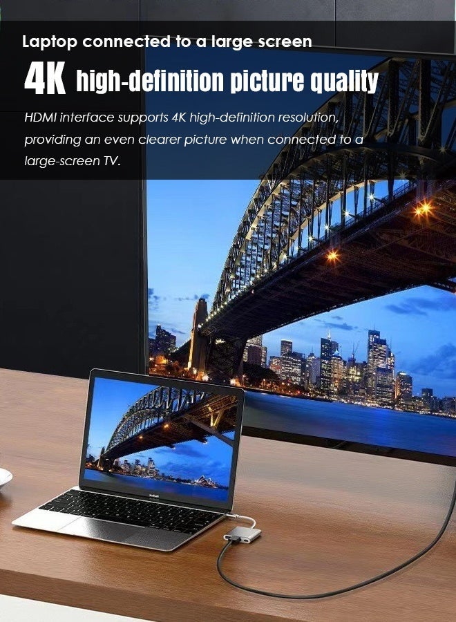 Purrhappy 4-in-1 USB C Hub (USB+ HDMI + PD + VGA) 4K@60Hz HDMI, 100W PD Charging, USB 3.0 Port, Docking Station Compatible with MacBook Pro/Air, Lenovo, Dell, HP for Office/Laptop Screen Expansion (Home/Work/Study/Entertainment ) DARK GREY - Image 4