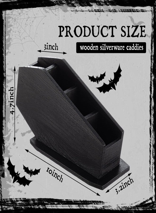 Fiwochic Coffin Wooden Holder Organizer Gothic Home Decor Spooky Gothic Gift for Pencil Makeup Brush Utensil Remote Control Toothbrush - Image 2