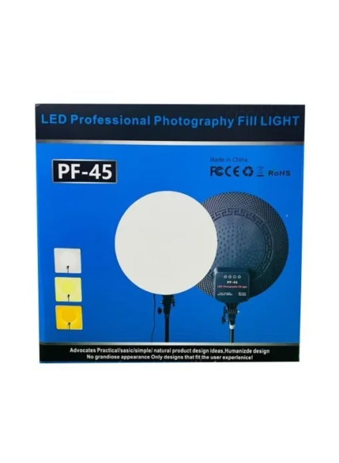 PF-45 Photography Light – 18″ 60W High Brightness Full-Screen Circular Fill Light for Streaming & Beauty