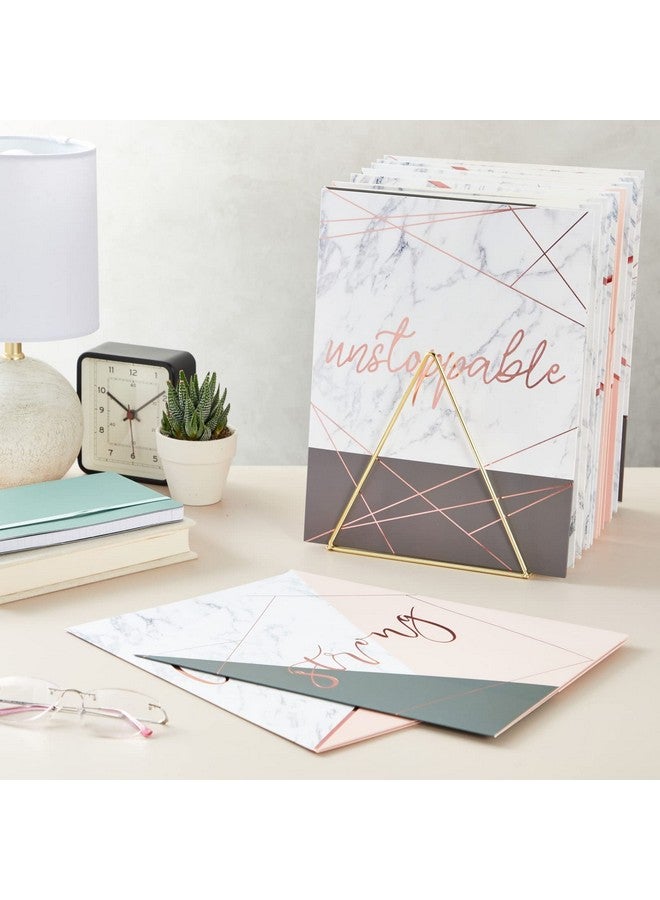 Paper Junkie 12Pack Inspirational 2 Pocket Folders With Pink Marble Design Print 6 Decorative Rose Gold Motivational Designs For School Home And Office Women And Girls (9X12 In)  - Image 2