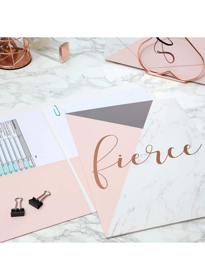 Paper Junkie 12Pack Inspirational 2 Pocket Folders With Pink Marble Design Print 6 Decorative Rose Gold Motivational Designs For School Home And Office Women And Girls (9X12 In)  - Image 3