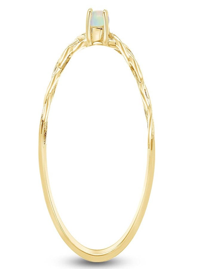 AFFY Solitaire Braided Crisscross Promise Ring for Women 4MM Round Cut Created Opal Stackable Ring in 14K Yellow Gold Plated 925 Sterling Silver Jewelry for Her Size-8 - Image 5