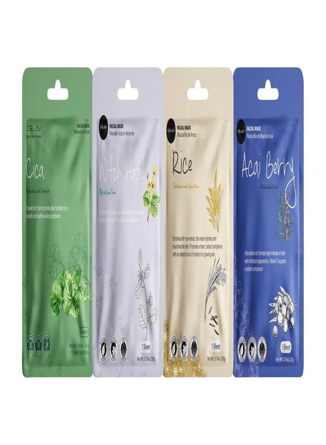Celavi Cosmetics K-Beauty Skincare Essence Facial Face Mask Korea Skin Care Moisturizing C Set 12 Pack - Image 2