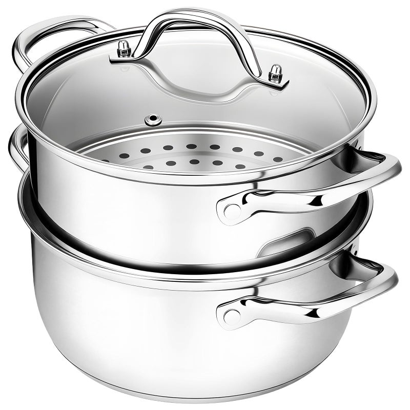 Chefbee Stainless Steel Steamer Pot - 3.2QT Steamer for Cooking with Food Basket, Steaming Cooking Pot Kitchen Cookware for Vegetable, Food, Dumplings, Soup - Image 1