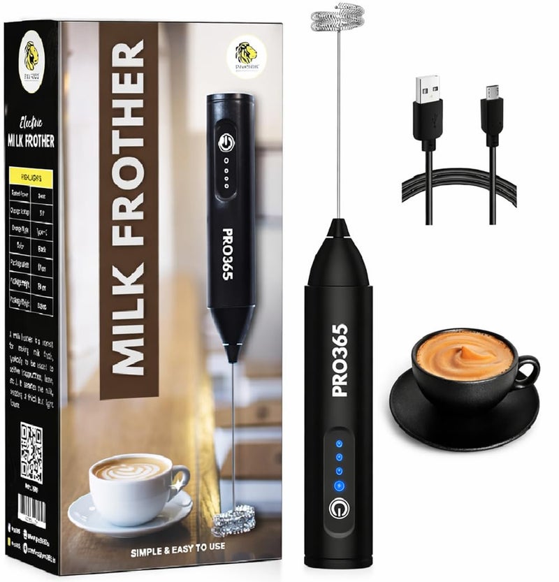 PRO365 Premium Coffee Frother Machine | Quick Charge 2000mAh Battery Long Lasting 20 Days | Powerful 3-Speed Motor| Waterproof | Free E-Recipe Book Included QR Code | 1 Year Brand Warranty - Image 1