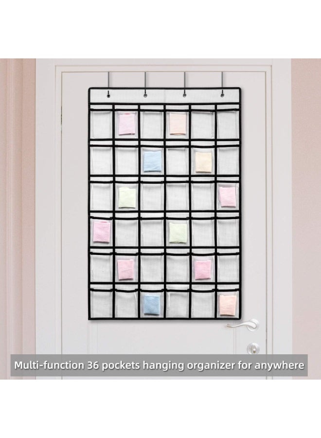2 Pack 36 Pockets Classroom Pocket Chart for Cell Phone Calculator Holder,Clear Pocket Chart Organizer for Classroom Cellphone Storage with 36 Number Sticker Size:38.5x25.7 Inch (White-2pack) - Image 1