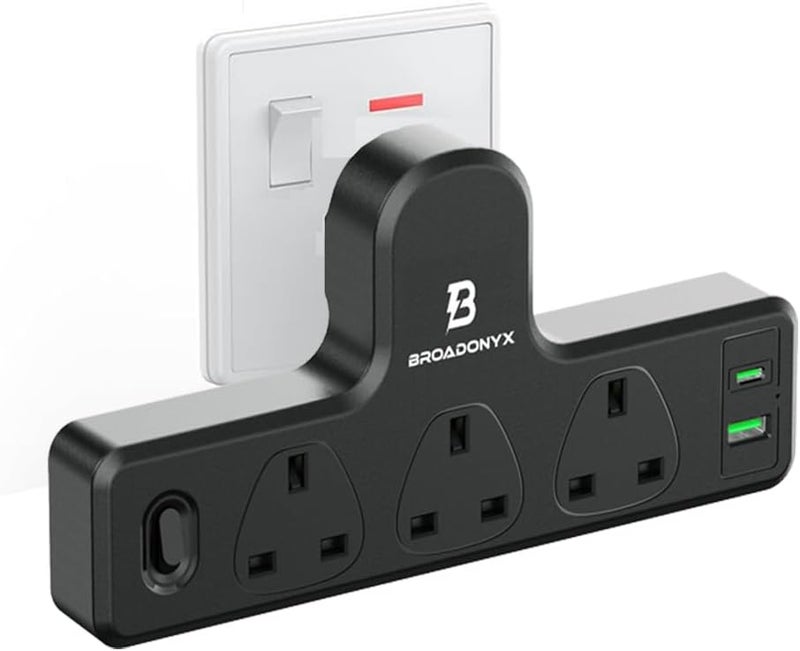 برودونيكس ذ م م سلك تمديد مع مشترك طاقة متعدد 3 مقابس تيار متردد، شاحن سريع USB-C بقدرة 20 واط ومنفذ USB واحد، مقبس تمديد بريطاني مع محطة شحن USB، كهرباء توصيلة كهرباء - Image 1