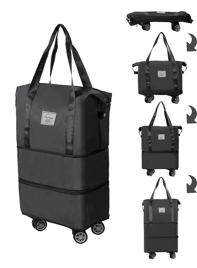 Rolling Duffle Bag with Wheels, Expandable Foldable Duffle Bag with Wheels and Handle for Travel, Rolling Luggage bag Carry on Duffel Bag, Wheeled Travel Duffle Bag, Large Weekend Bag  - Image 1