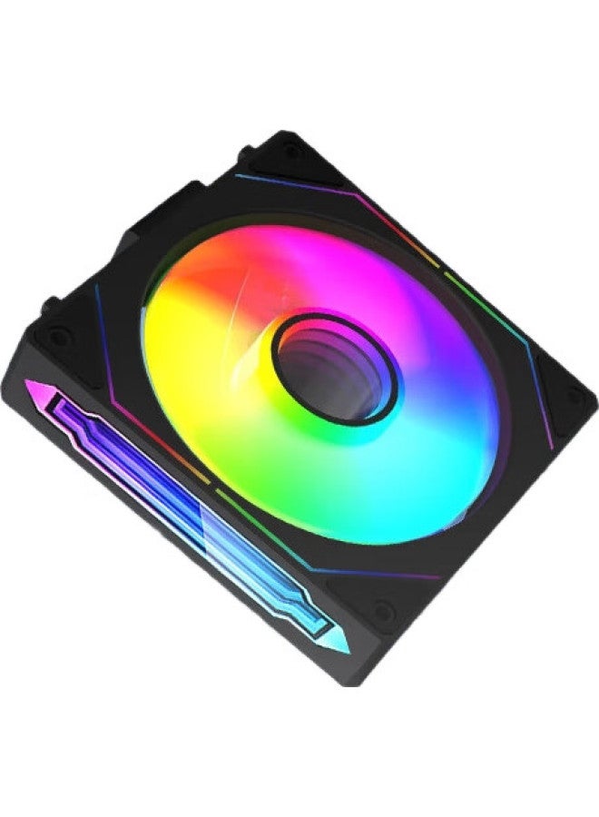 Sama Jingjie V5 Black 12Cm Case Cooling Fan, Wireless Building Block Connection/Argb Light Synchronization/Pwm Temperature Control Speed Adjustment/Hydraulic Bearing/Standard Shock-Absorbing Pad - Image 2