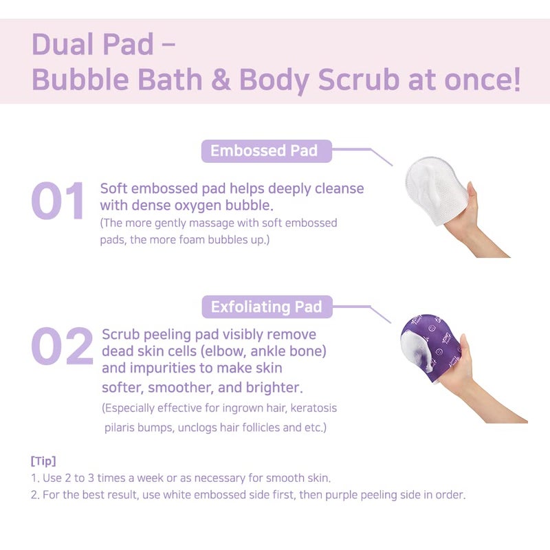 Toi:L Gentle Touch Bubble Peeling Body Pad(5pads), Body Scrub, Exfoliating Mitt for Body, Exfoliating Gloves, washcloth, Body loofah, Dense Bubble Bath, Bath Shower, kp Bump Eraser, Stocking Stuffer - Image 2