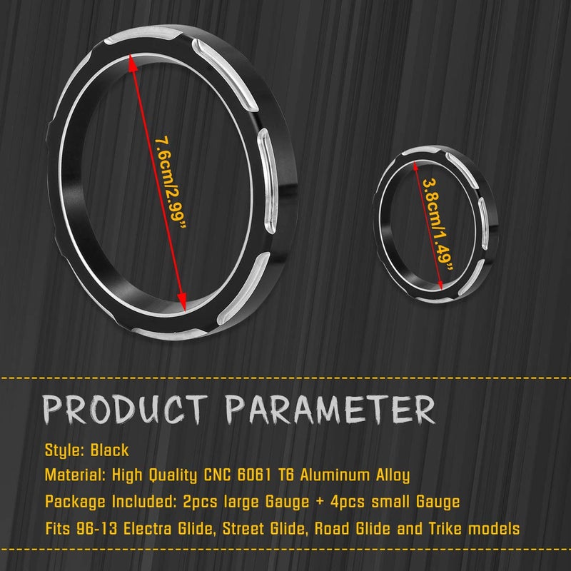 KATUR Speedometer Cover and Gauge Bezel Kit for Harley Davidson (Black) - Image 5