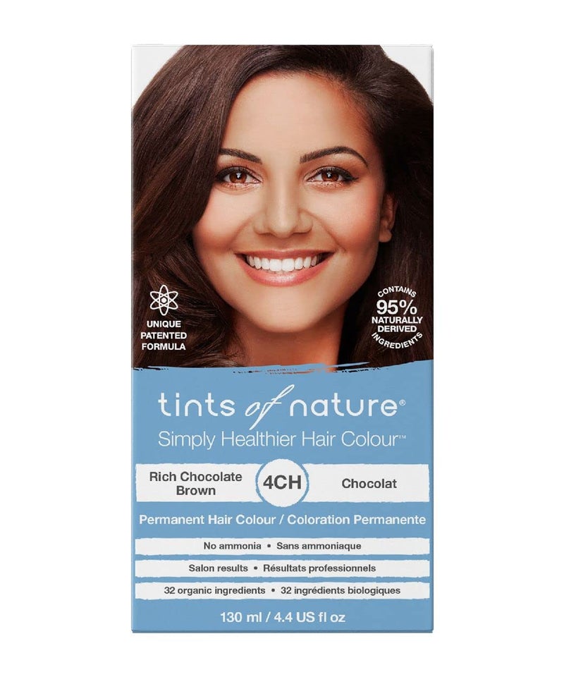 Tints of Nature 4CH Rich Chocolate Brown Permanent Hair Dye, Nourishes Hair and Covers Greys, Ammonia-Free, 4.4 fl oz - Image 1