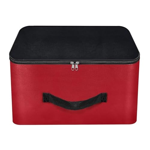 NISUN Nylon Wardrobe Bag Underbed Moisture Proof Cloth Storage Organizer, Storage box for Clothes Saree Bags with Zippered Closure & Handle(Red & Black, 38.1x25.4x35cm),Square - Image 1
