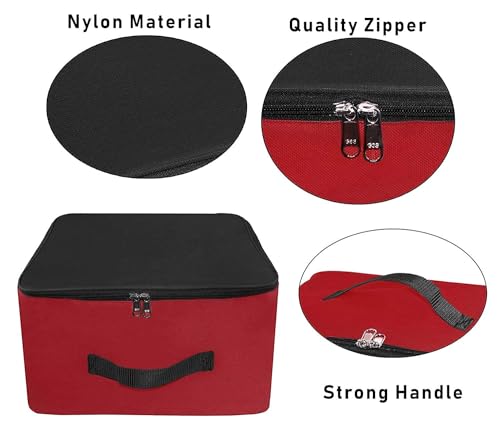NISUN Nylon Wardrobe Bag Underbed Moisture Proof Cloth Storage Organizer, Storage box for Clothes Saree Bags with Zippered Closure & Handle(Red & Black, 38.1x25.4x35cm),Square - Image 3