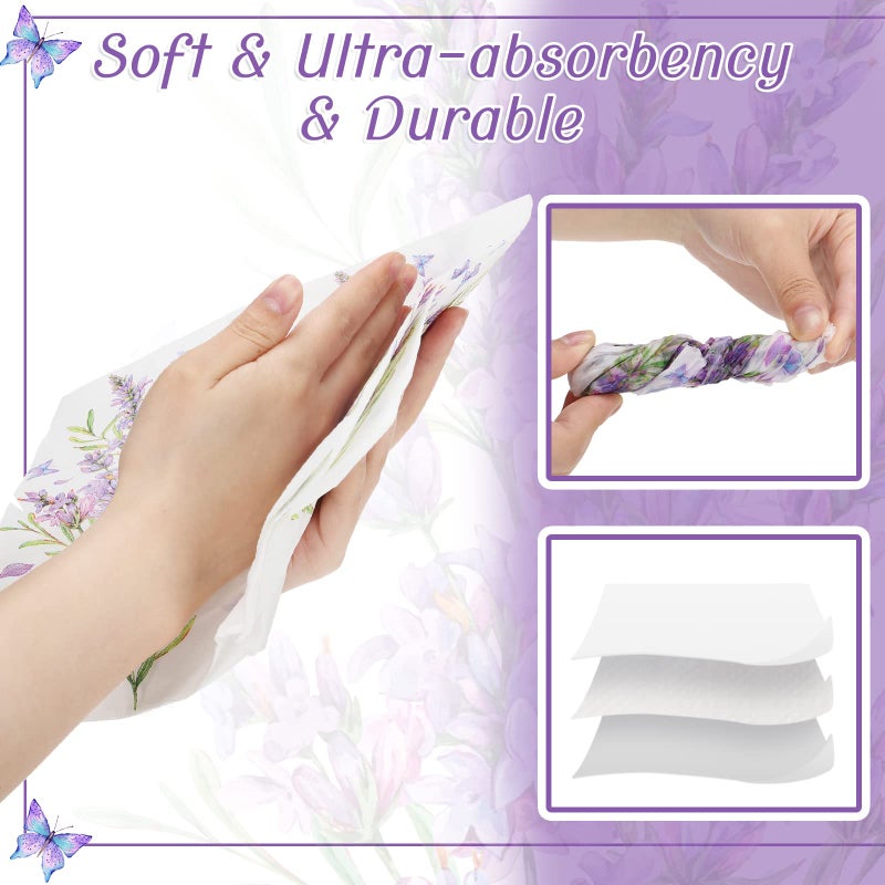 Sinmoe 100 Pack Floral Napkins Disposable Paper Hand Towels 2 Ply Decorative Dinner Guest Towels Flower Cocktail Napkins for Bathroom Toilet Powder Room Wedding Bridal Shower Birthday (Floral) - Image 2